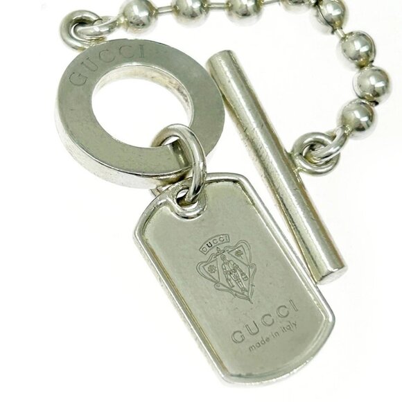 GUCCI Dog Tags Ball Chain Toggle Bracelet 6.3" Silver 925 Auth w/Box #97526 - Picture 5 of 8